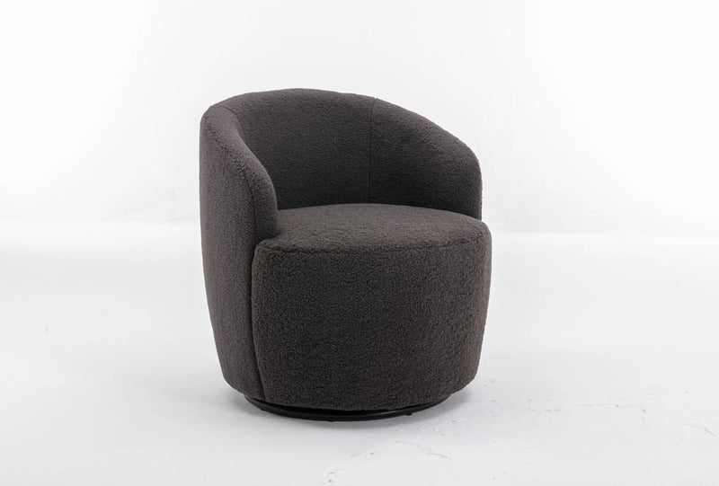 Teddy Fabric Swivel Accent Armchair Barrel Chair With Powder Coating Metal Ring by Unique Piece Furniture