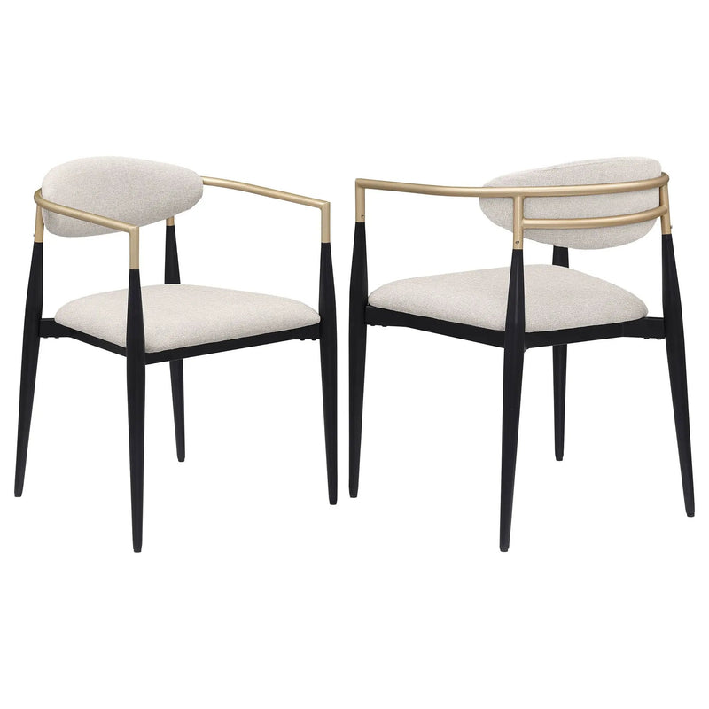 Bradbury Fabric Upholstered Dining Arm Chair Beige (Set of 2) by Unique Piece Furniture