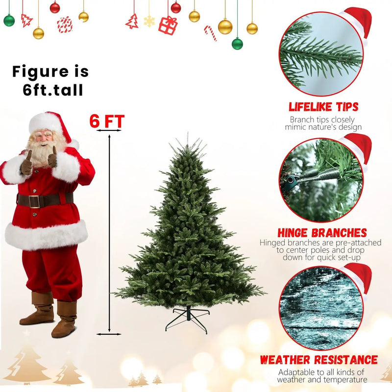 Full-Shaped 6 Ft Christmas Tree with 1673 PE/PVC Tips by HouseOfZazla
