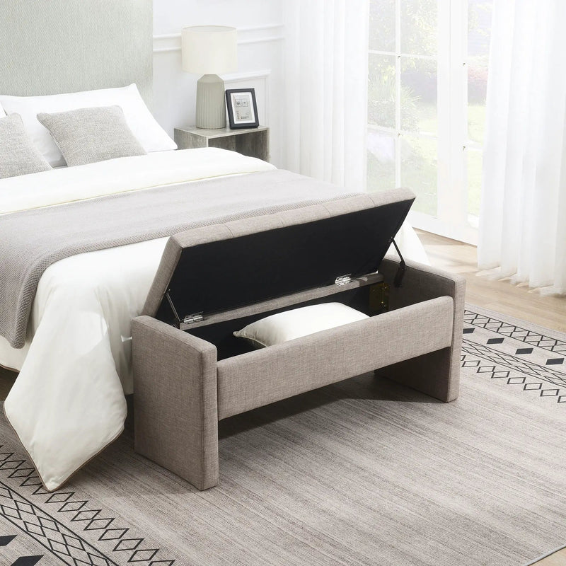 Modern Upholstered Large Bed End Bench With Storage by Unique Piece Furniture