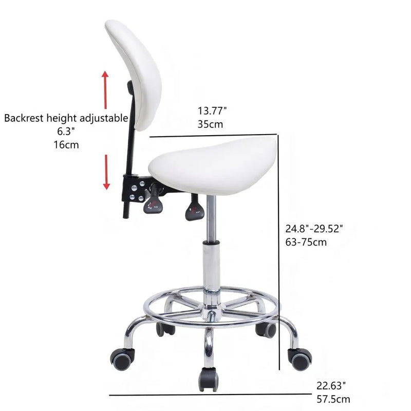 Saddle Stool Chair with Backrest - White by HouseOfZazla