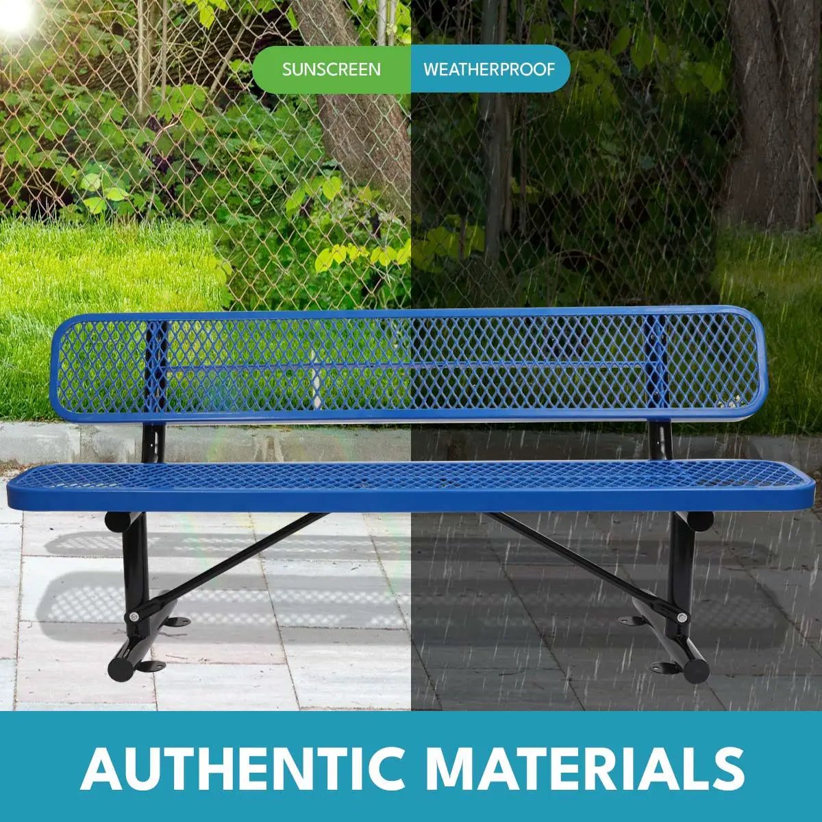 Outdoor Steel Bench With Backrest by Unique Piece Furniture