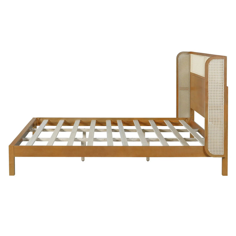 Premium Rubber Wood Platform Bed Frame with Headboard by HouseOfZazla