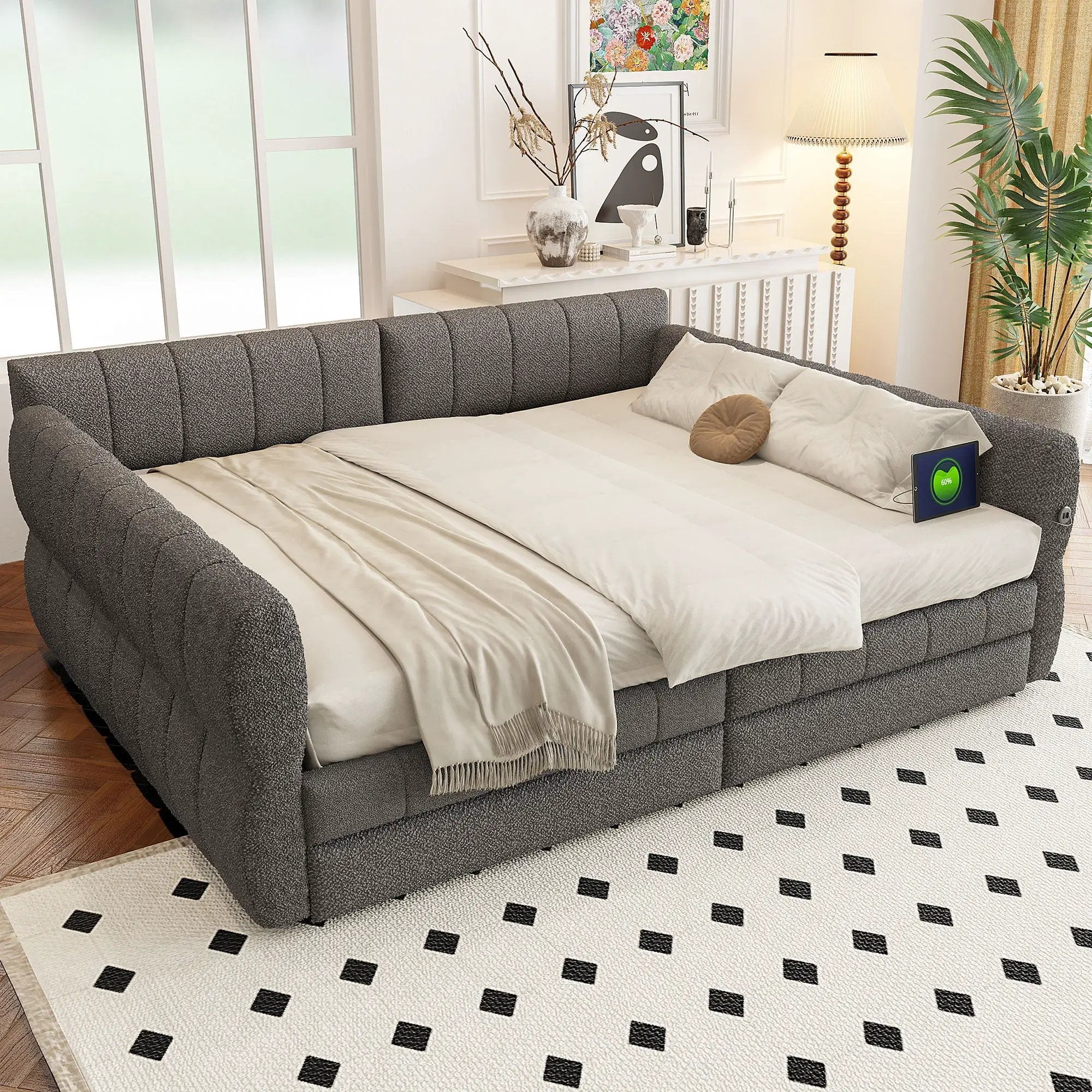 Upholstered Platform Bed With USB Charging by Unique Piece Furniture