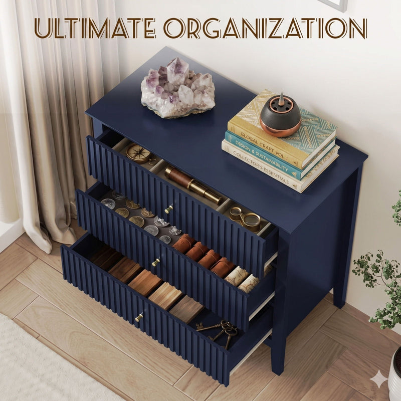 Fluted 3 Drawer Nightstand With Soft Close Slides by HouseOfZazla