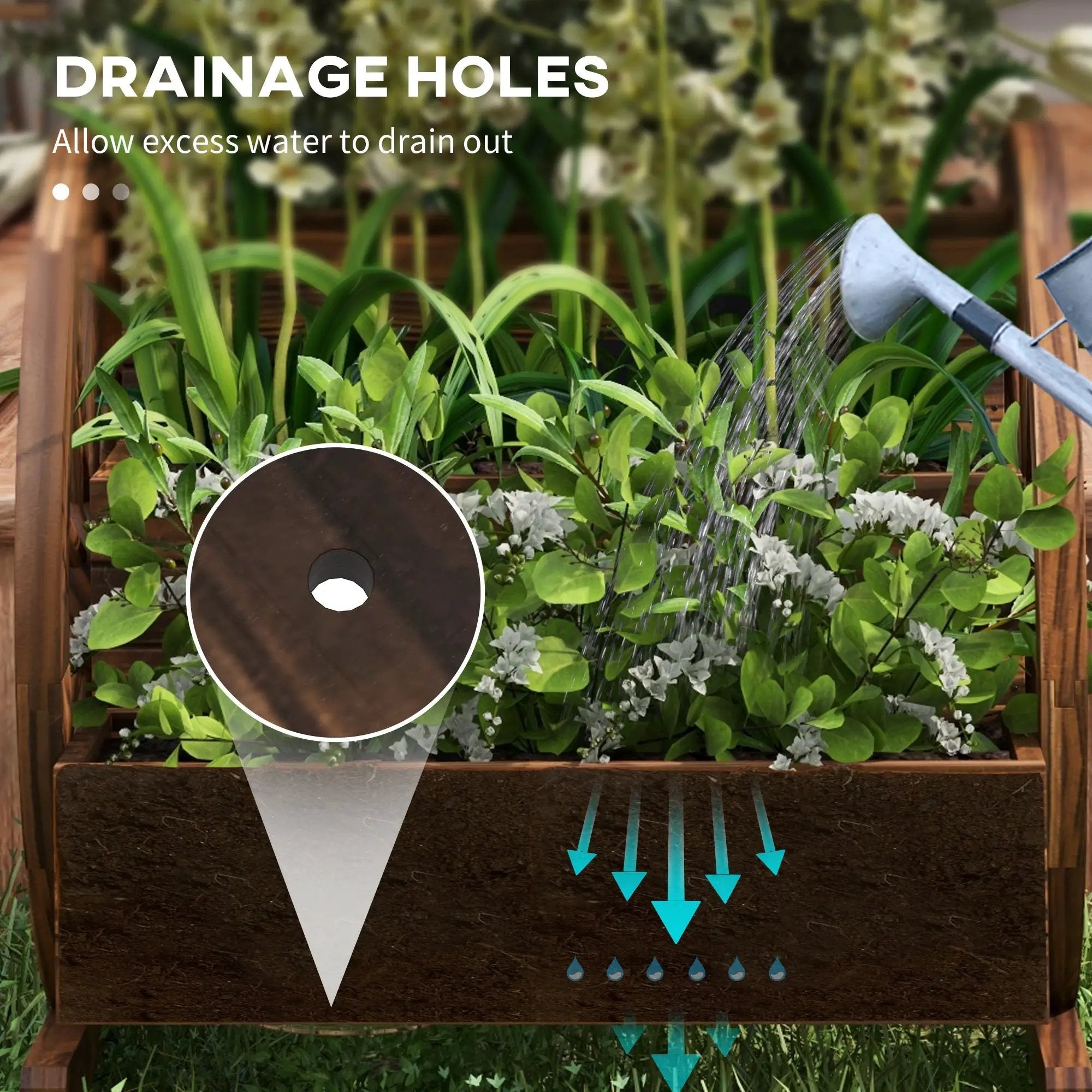 Outdoor Wooden Wagon Planter Box - 3-Tier Raised Garden Bed by HouseOfZazla
