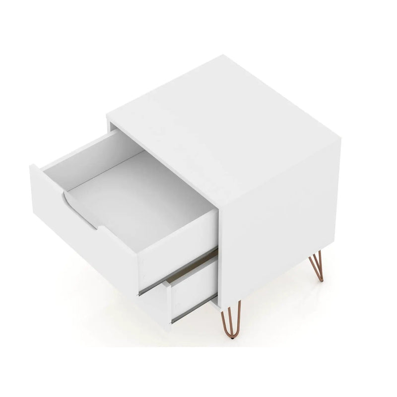 Rockefeller - Nightstand With 2 Drawers - White by HouseOfZazla