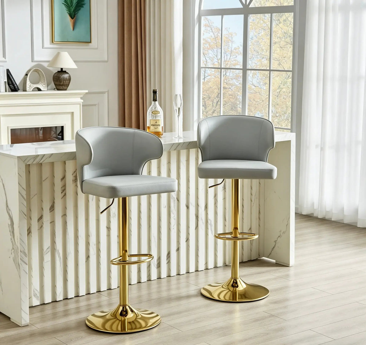 Modern Rotating Adjustable Bar Chair Set - Grey by HouseOfZazla
