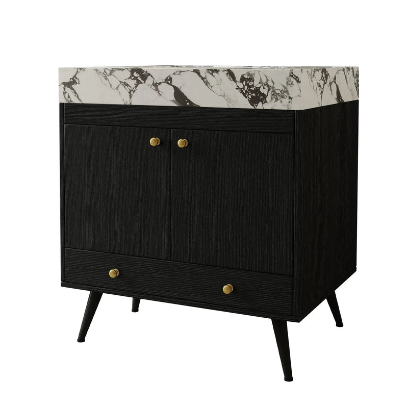 Contemporary Free-standing Bathroom Vanity with Faux Marble Top by HouseOfZazla