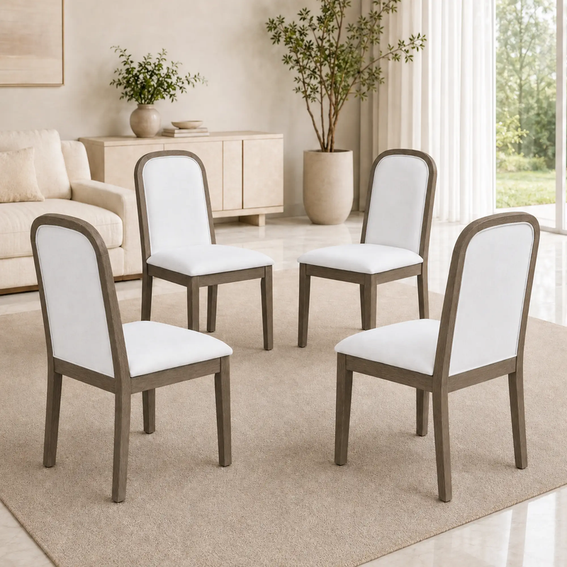 TREXM Vintage Style Dining Chair Set with 4 Upholstered Chairs by HouseOfZazla