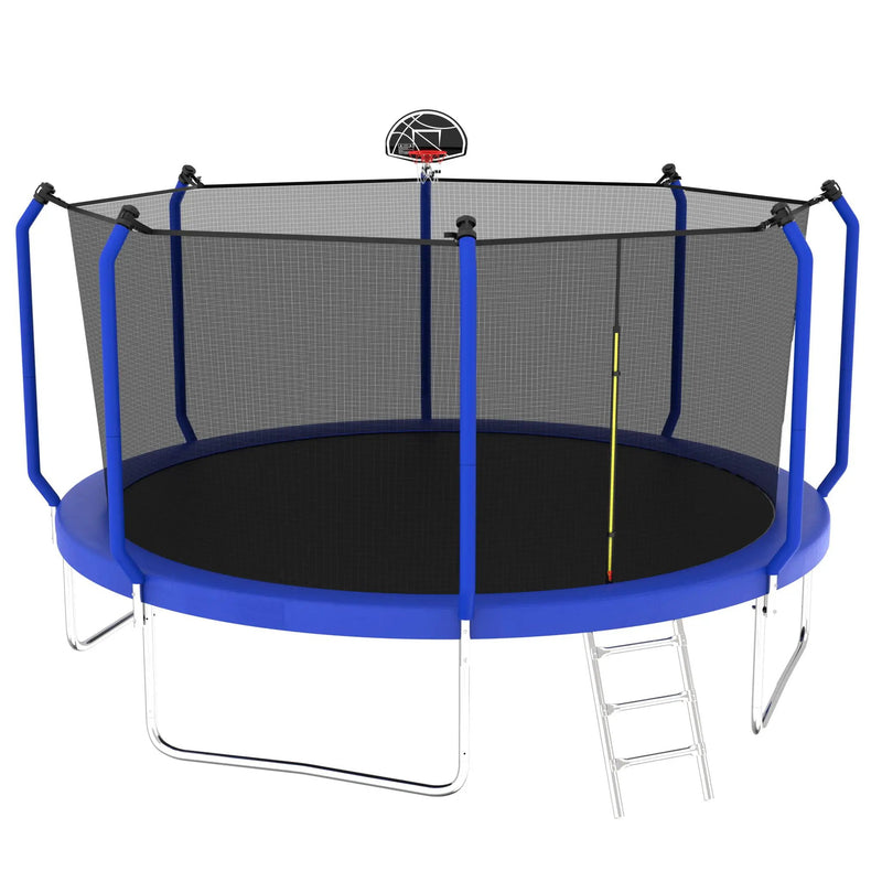 Trampoline With Basketball Hoop, Astm Approved Reinforced Type Outdoor Trampoline With Enclosure Net by HouseOfZazla