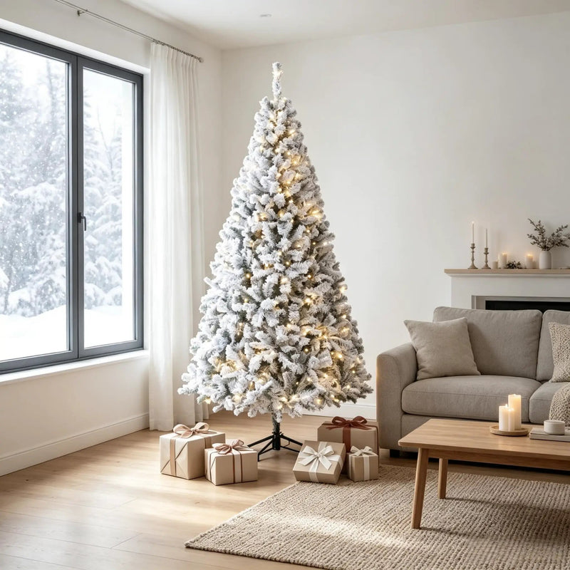 6 Ft Pre-Lit Flocked Fraser Fir Artificial Christmas Tree by HouseOfZazla