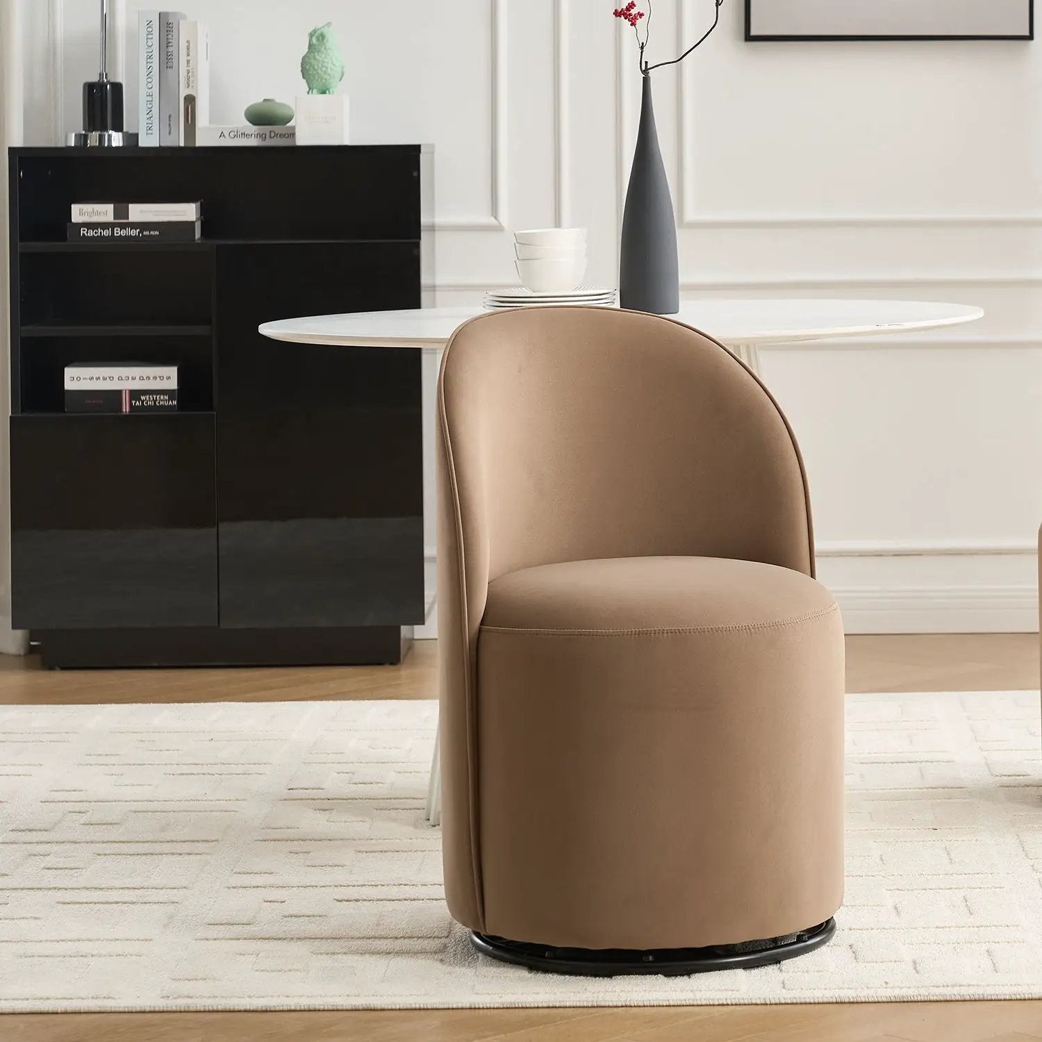 360 Degree Swivel Armless Dining Barrel Chair by Unique Piece Furniture