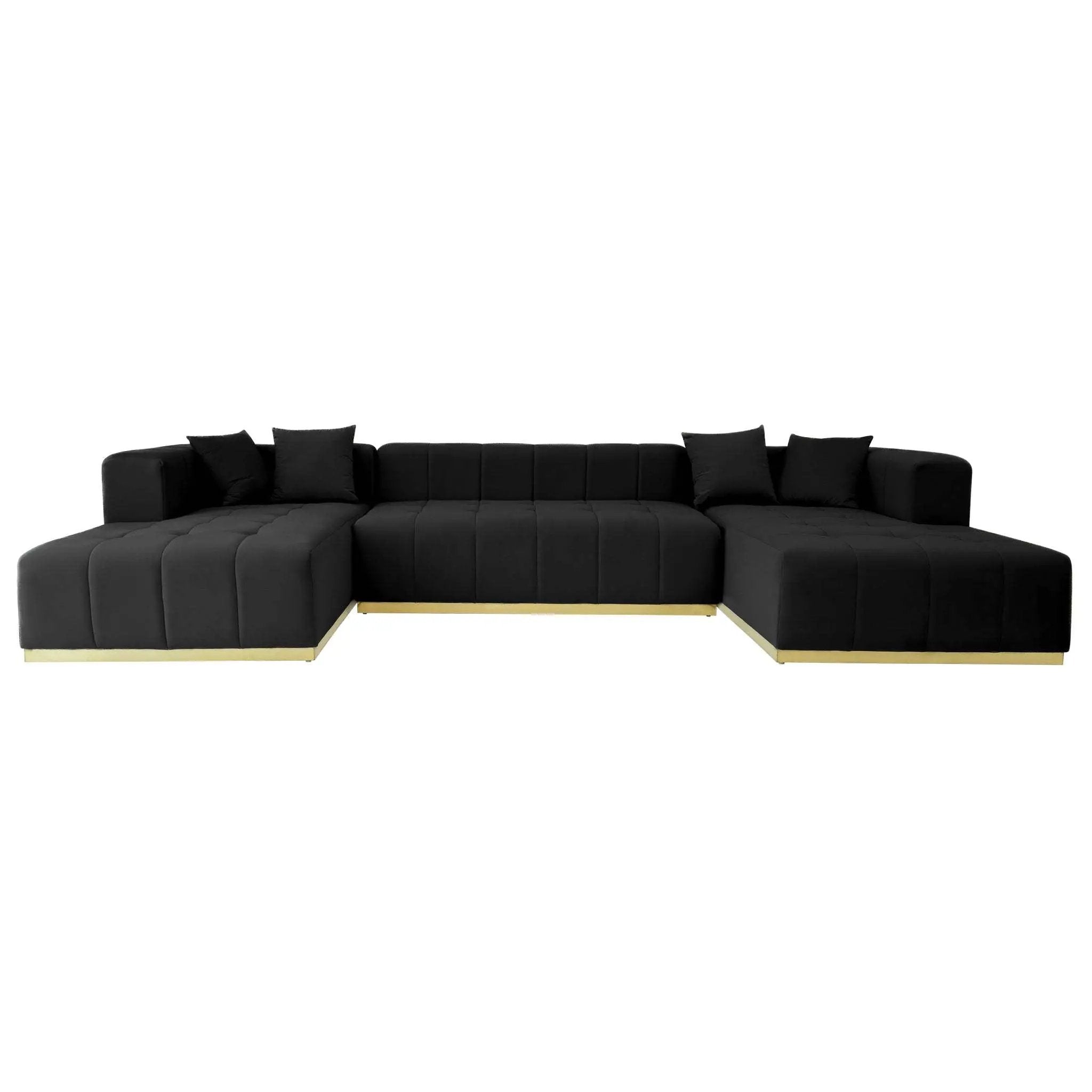 Nolan U-Shape Corner Sofa - Black Velvet by HouseOfZazla