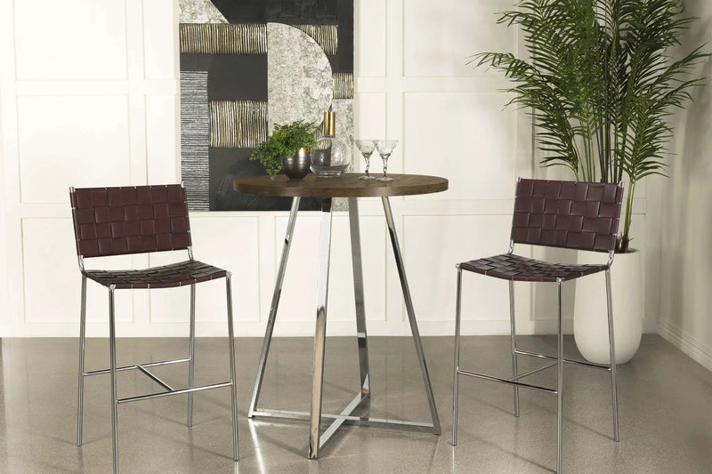 Burkhart Round 35-inch Pub Height Bistro Bar Table Brown Oak by Unique Piece Furniture