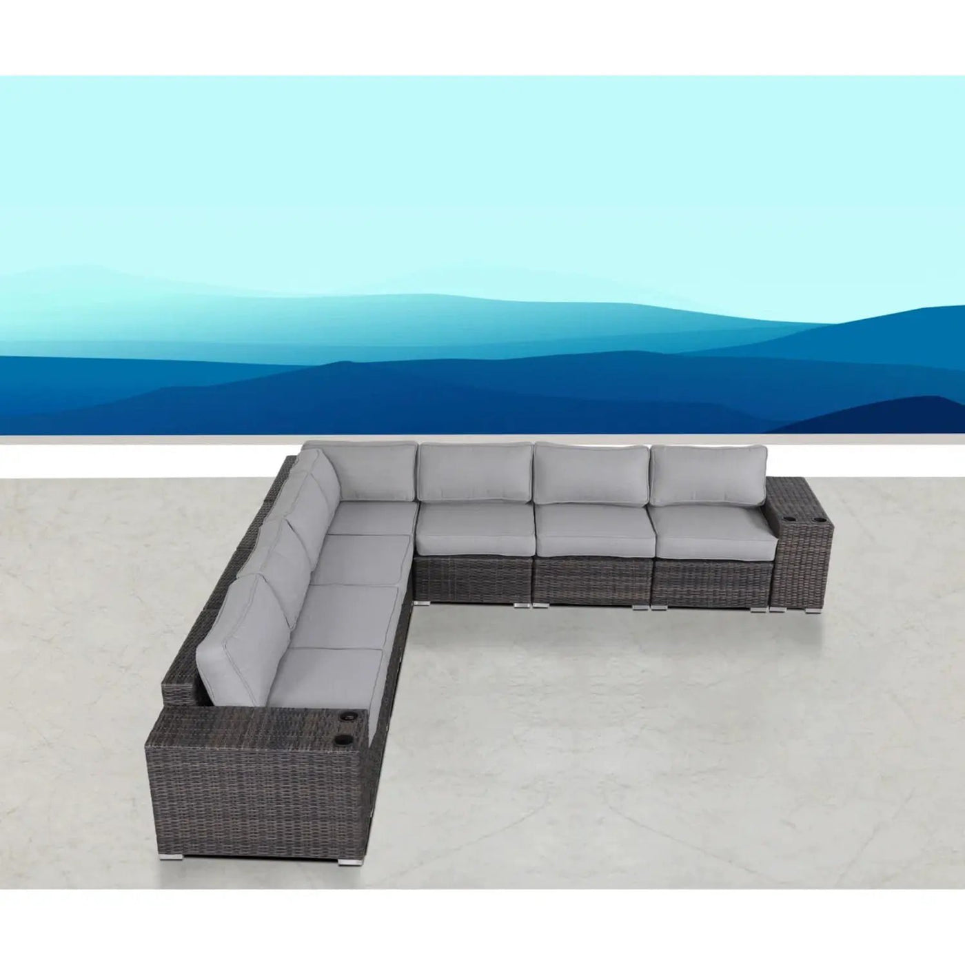 Modern Rattan Wicker Seating Group With Cushions by Unique Piece Furniture