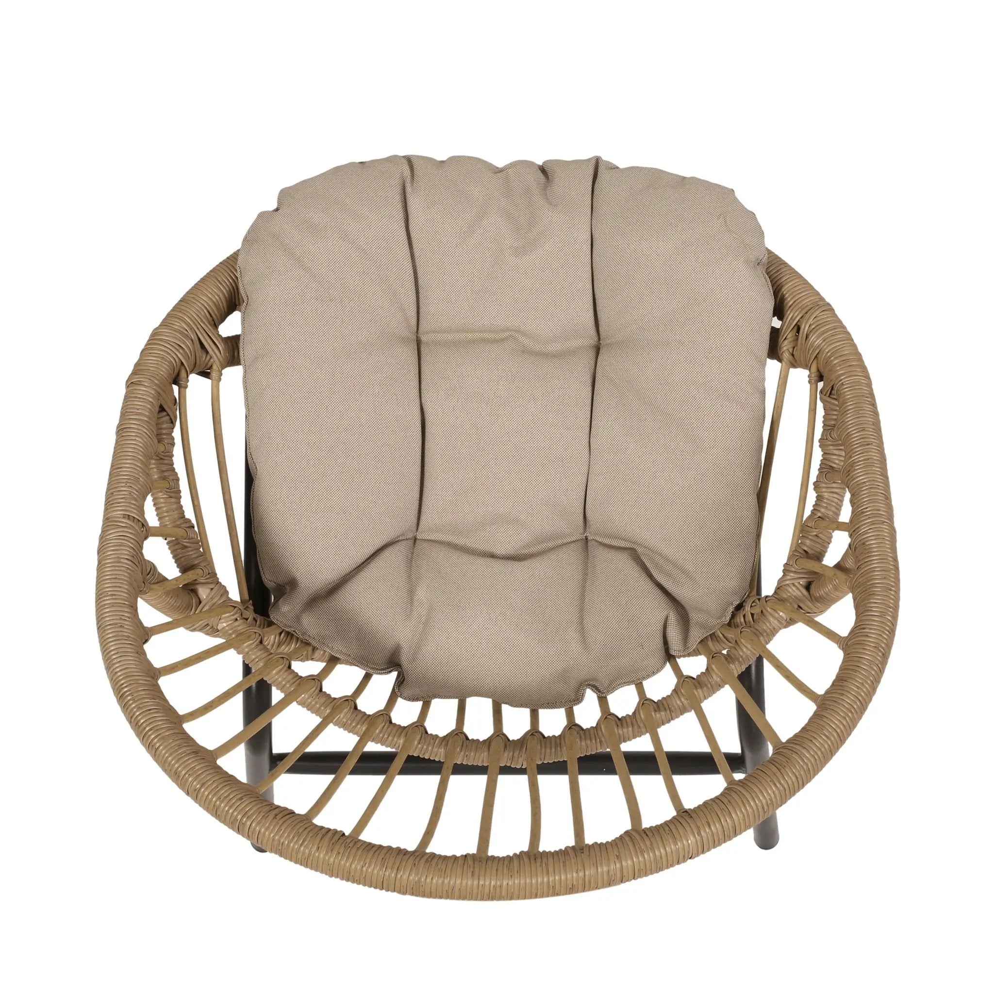 Outdoor Accent Chair With Curved Back And Basket Frame (Set of 2) - Light Brown / Beige by HouseOfZazla