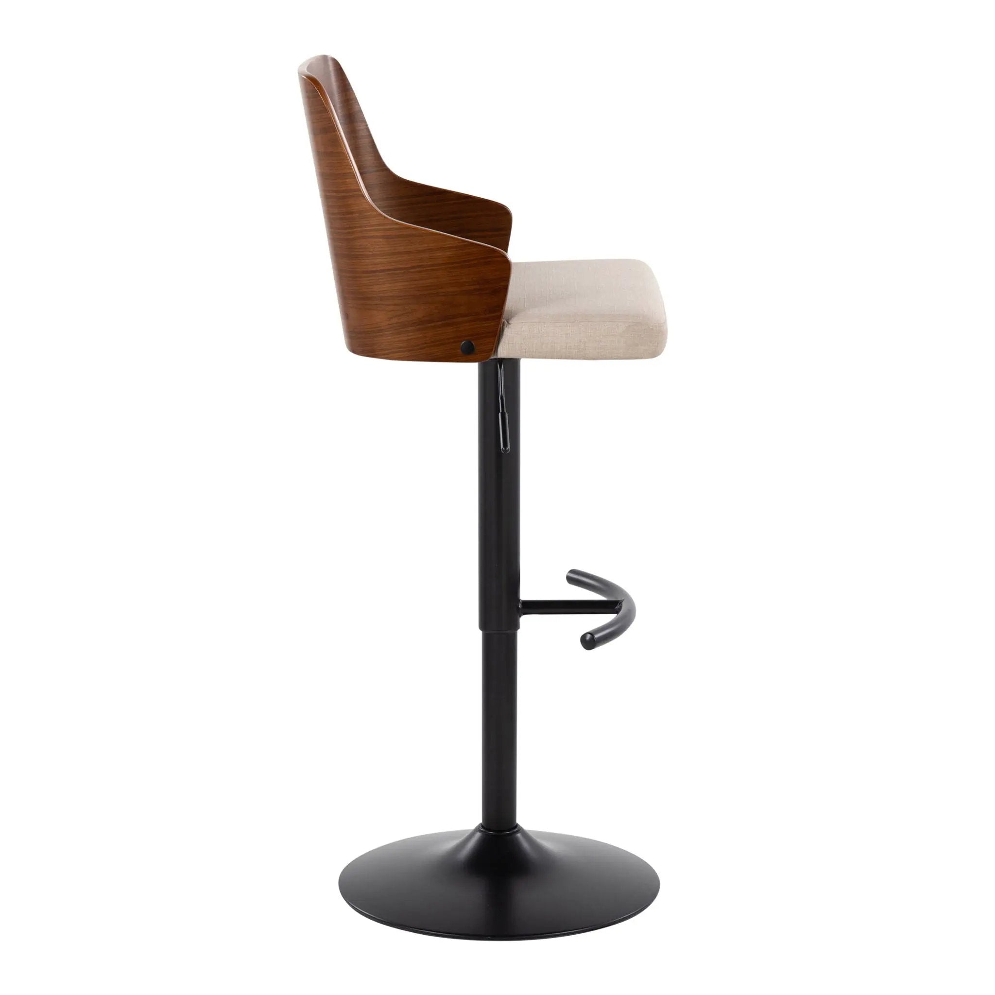 Ariana - Mid Century Modern Adjustable Barstool Stool With Swivel With Rounded T Footrest (Set of 2) by Unique Piece Furniture