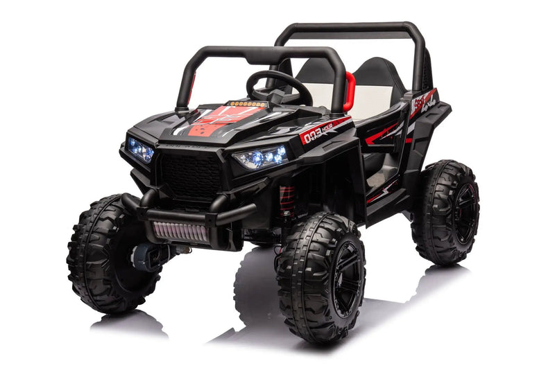 12V7A*2 30W*4 Four-Wheel Drive Seat One Button Start, Forward And Backward, High And Low Speed, Music, Front Light, Power Display, Two Doors Can Open, 2.4G R / C, Seat Belt Four Wheel Absorber by HouseOfZazla