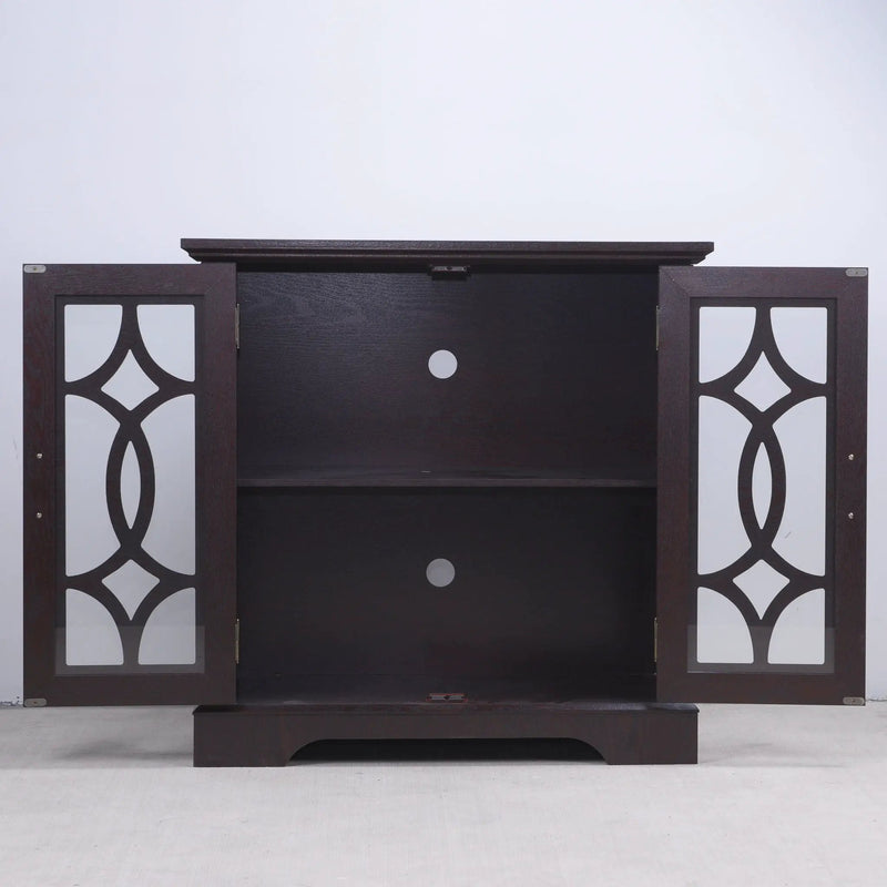Modern Sideboard With Tempered Glass Doors - Ox Blood Red by HouseOfZazla