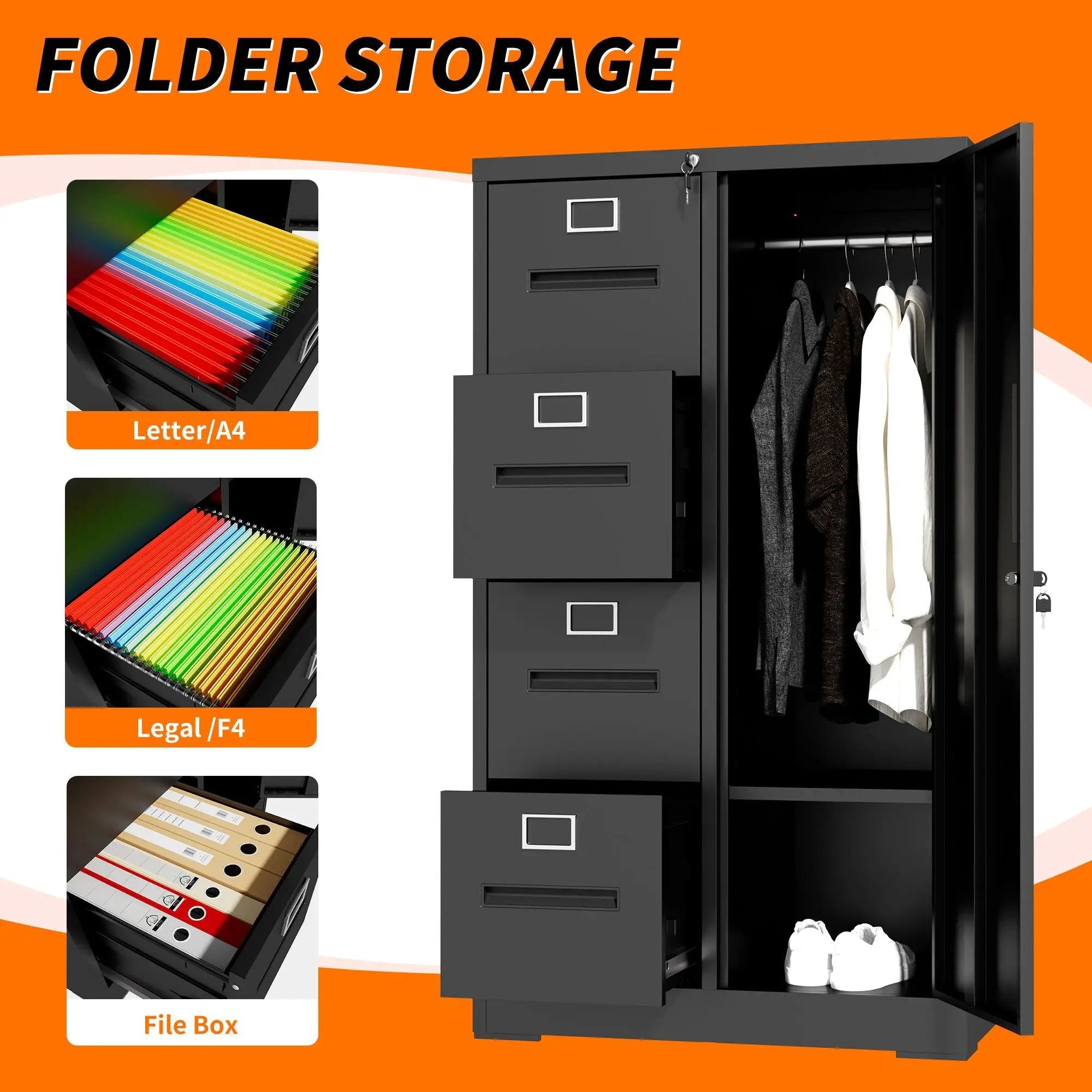 Storage Vertical Filing Cabinet With Lock by Unique Piece Furniture
