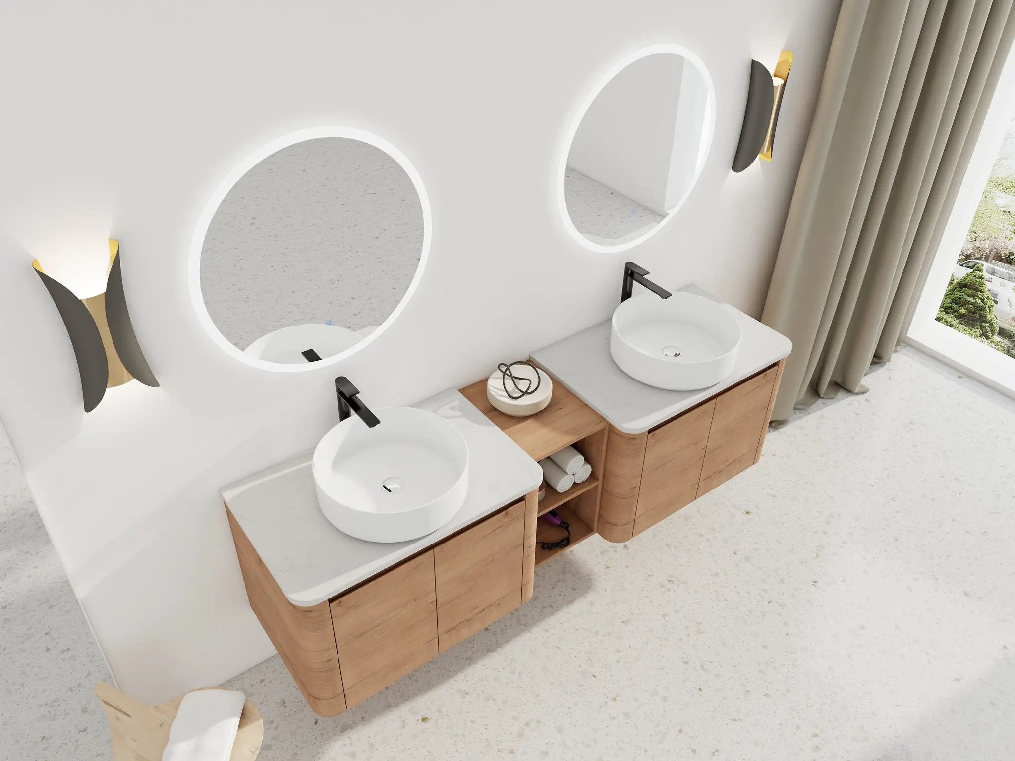 72" Wall-Mounted Bathroom Vanity With Ceramic Art Sink by HouseOfZazla