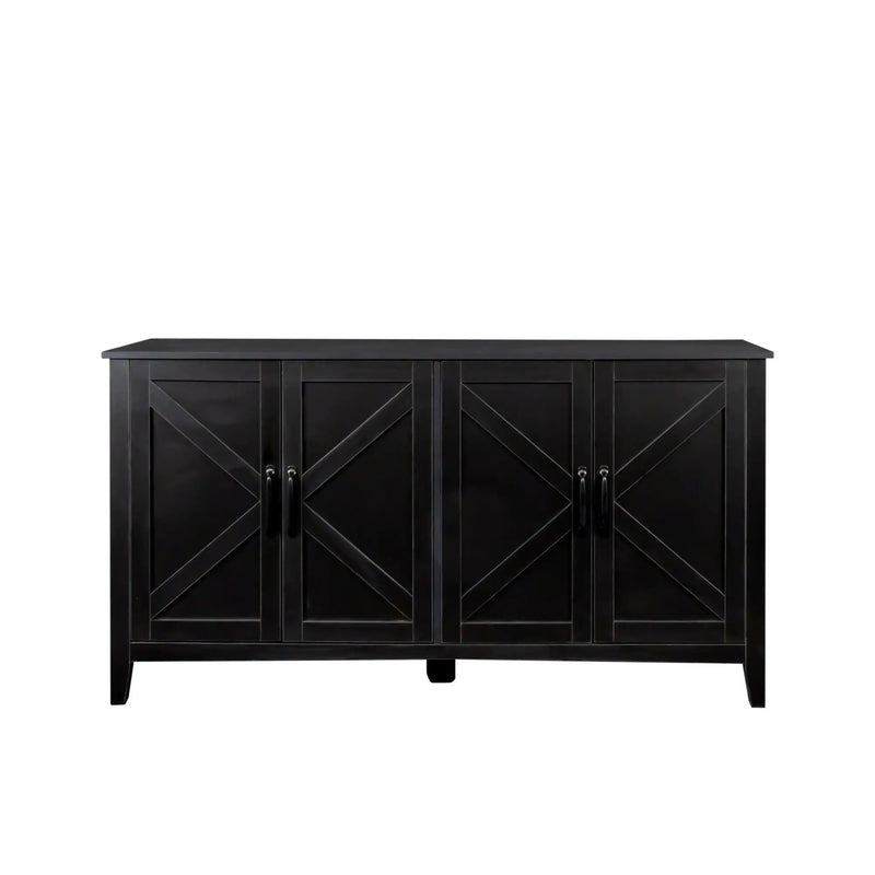 Cabinet With 4 Doors and 4 Open Shelves Freestanding Sideboard by HouseOfZazla