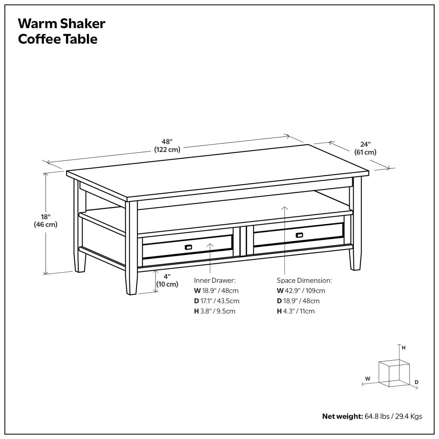 Warm Shaker - Coffee Table With Functional Storage by HouseOfZazla