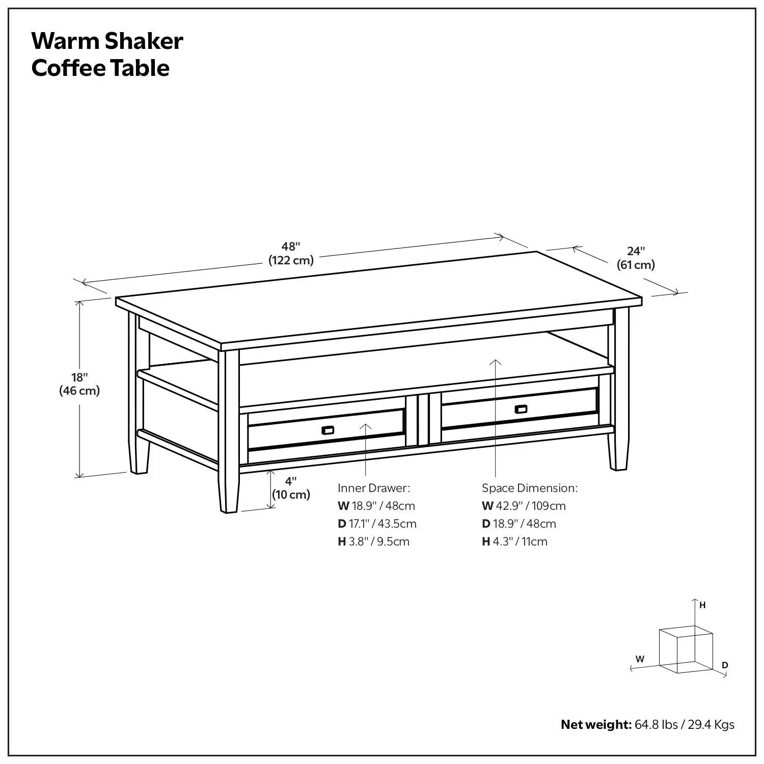Warm Shaker - Coffee Table With Functional Storage by Unique Piece Furniture