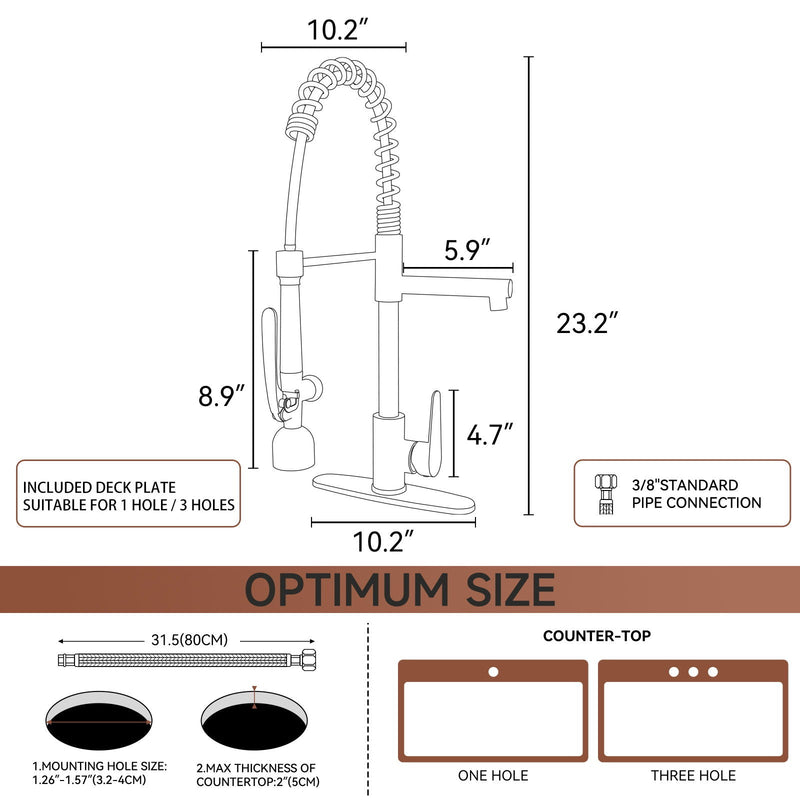 Kitchen Sink Faucet With LED Pull Down Sprayer, Single Handle High Arc Faucet, Dual Spouts, Deck Mount - Matte Black by HouseOfZazla