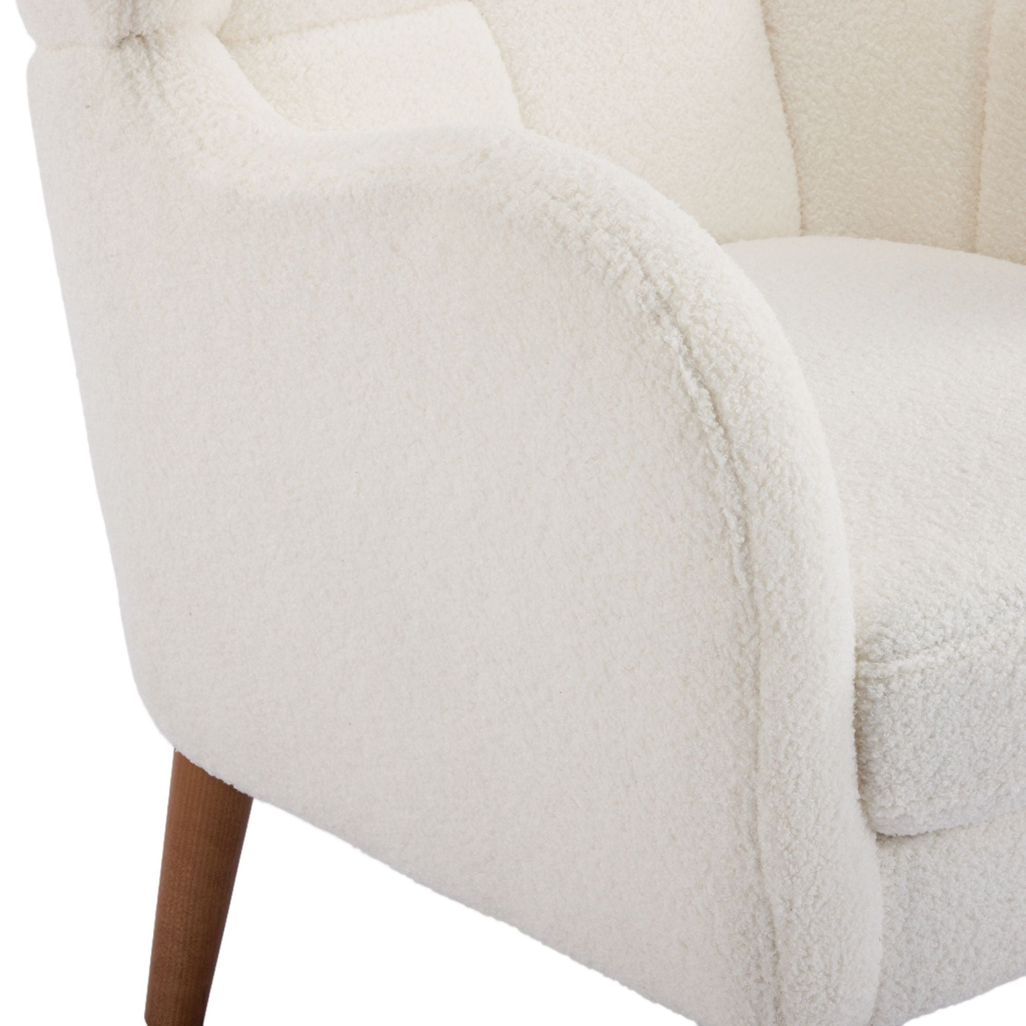 Accent Chair With Birch Wood Legs - White by HouseOfZazla