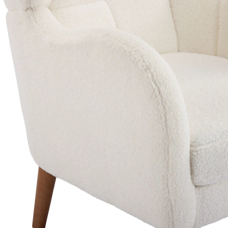 Accent Chair With Birch Wood Legs - White by HouseOfZazla