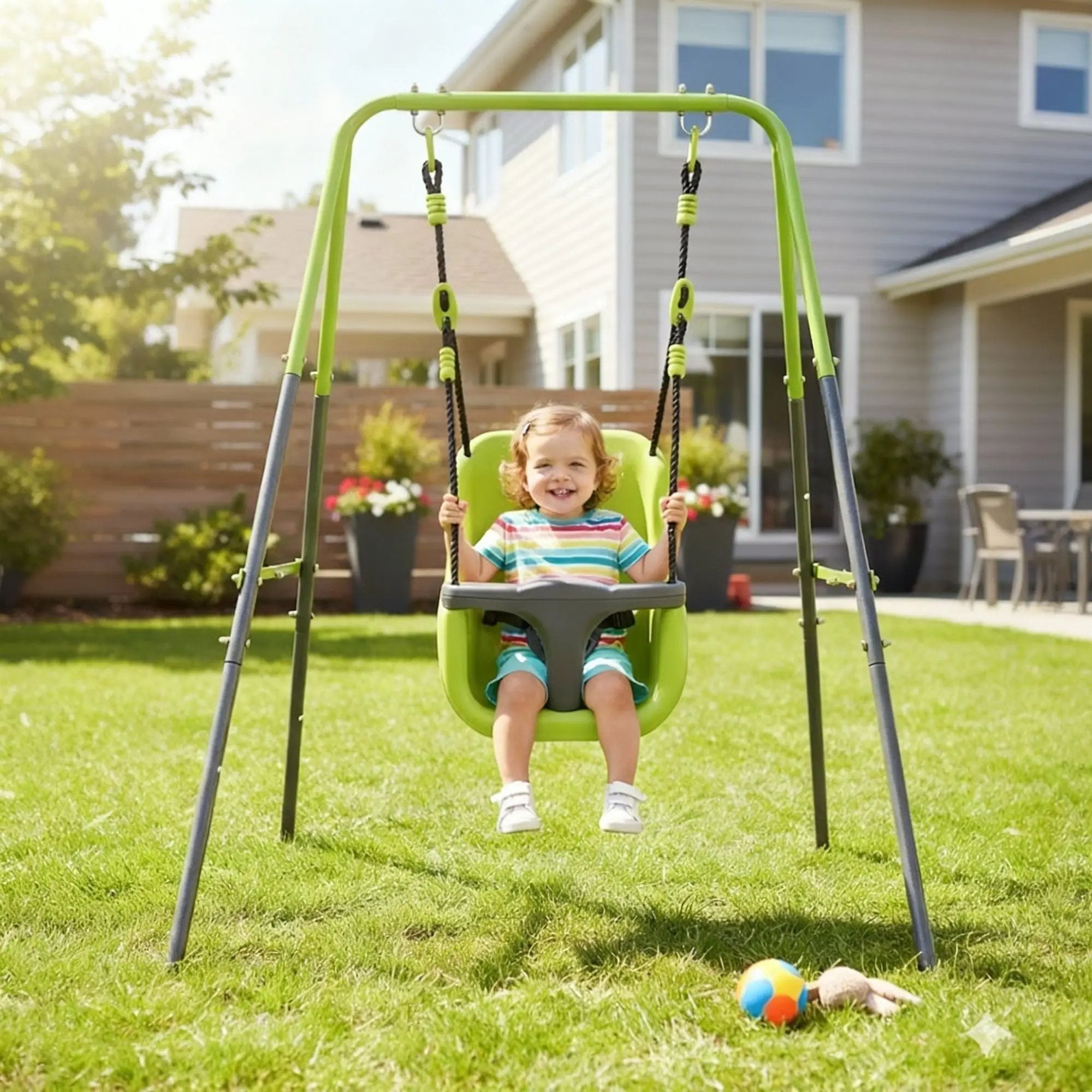 Xns001 Baby Swing With Safety Seat Indoor / Outdoor - Black / Green by HouseOfZazla