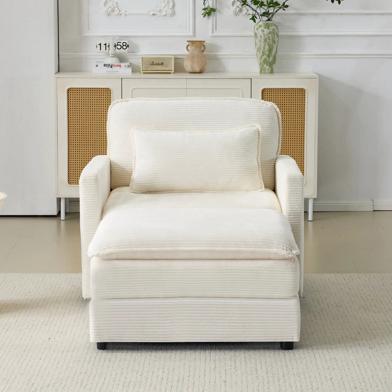 54" Plush Cloud Sofa: Modular Single + Ottoman Sofa with 22" by HouseOfZazla