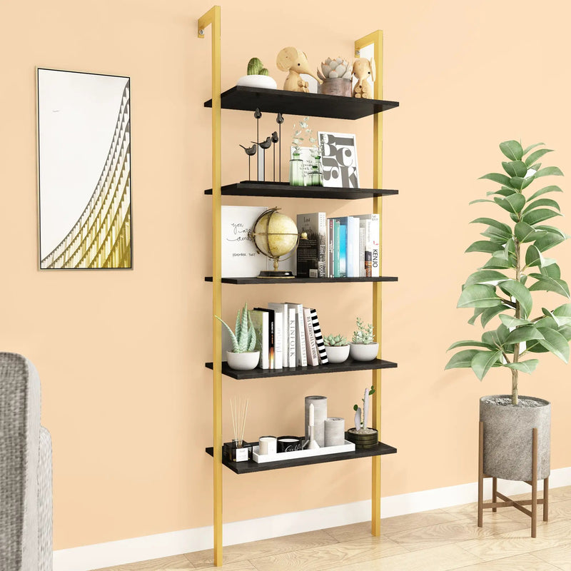 5-Tier Bookshelf Solid Wood Ladder Shelf by HouseOfZazla