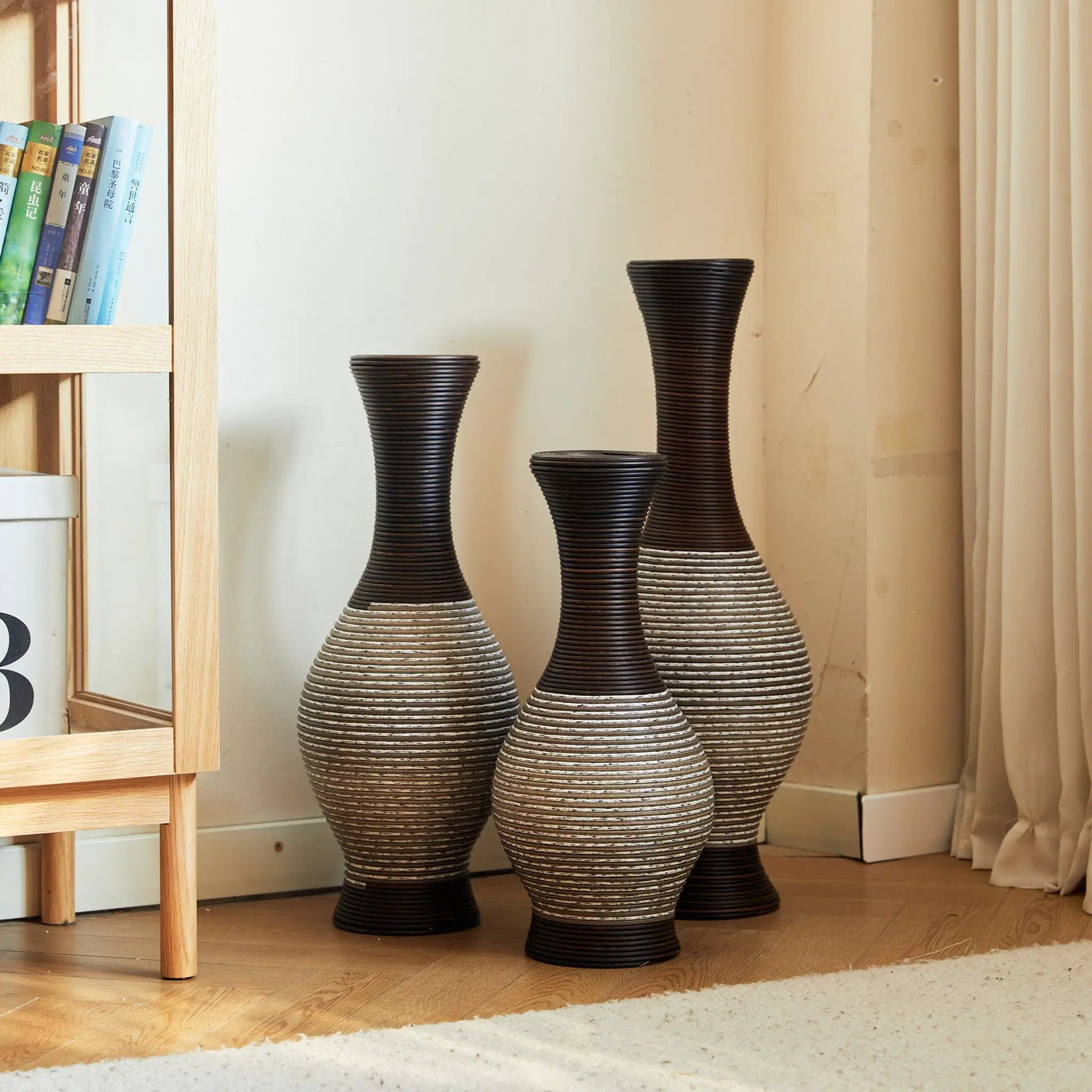 Tall Designer Floor Vase With Elegant 2 Tone by HouseOfZazla