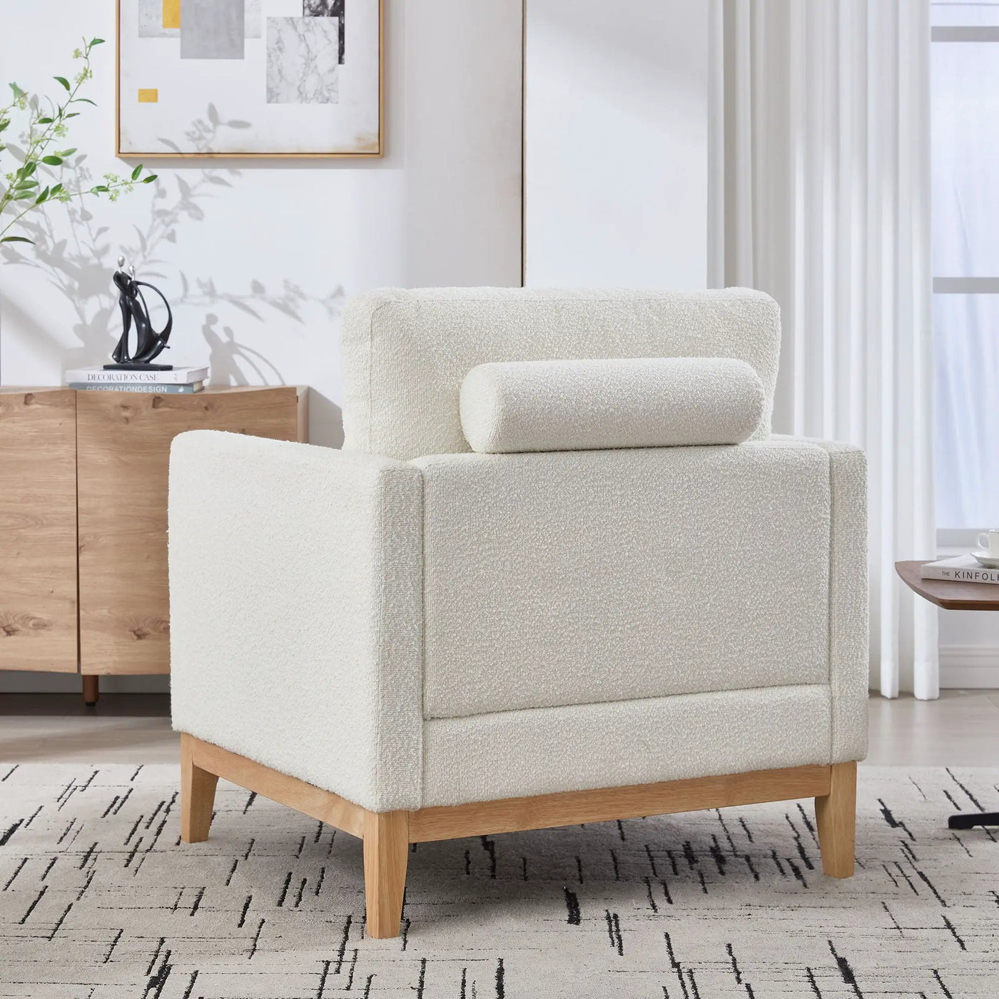 Wide Modern Performance Accent Chair With Natural Legs by Unique Piece Furniture