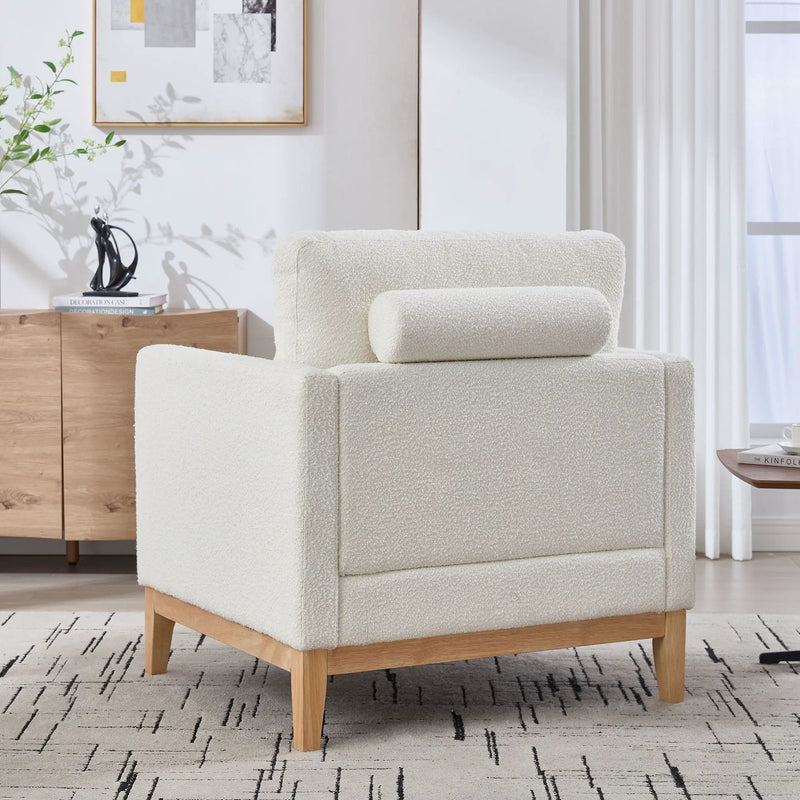 Wide Modern Performance Accent Chair With Natural Legs by Unique Piece Furniture