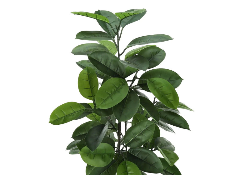 52" Tall, Artificial Plant, Rubber Tree, Indoor, Faux, Fake, Floor, Greenery, Potted, Real Touch, Decorative - Green / Black by Unique Piece Furniture