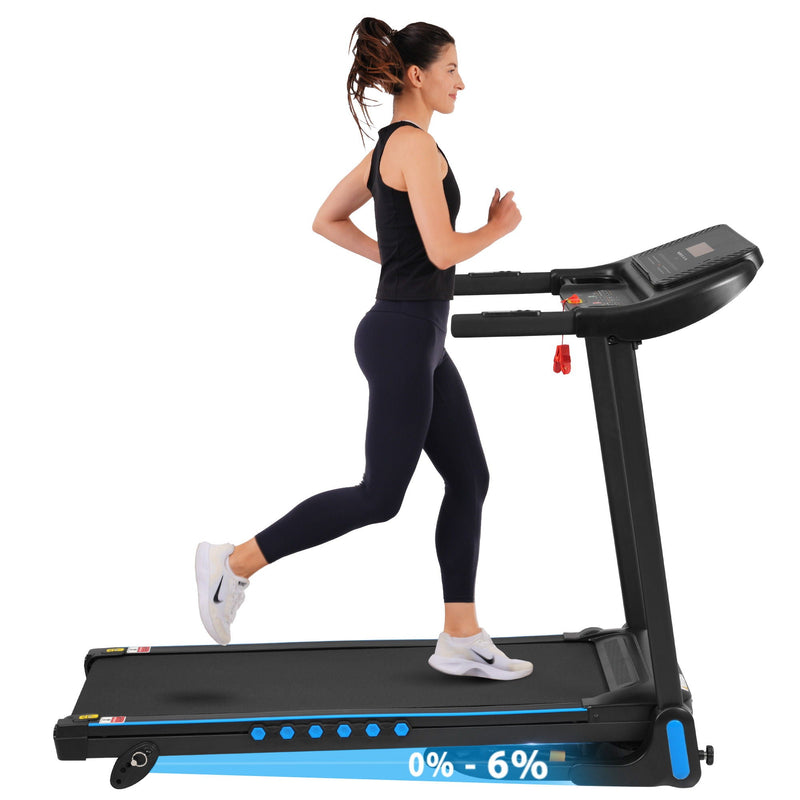 Incline Treadmill For Running & Walking, Hydraulic System Auto Folding With Type C & USB Charge For Android, 10Mph, Bluetooth Speaker - Black by HouseOfZazla