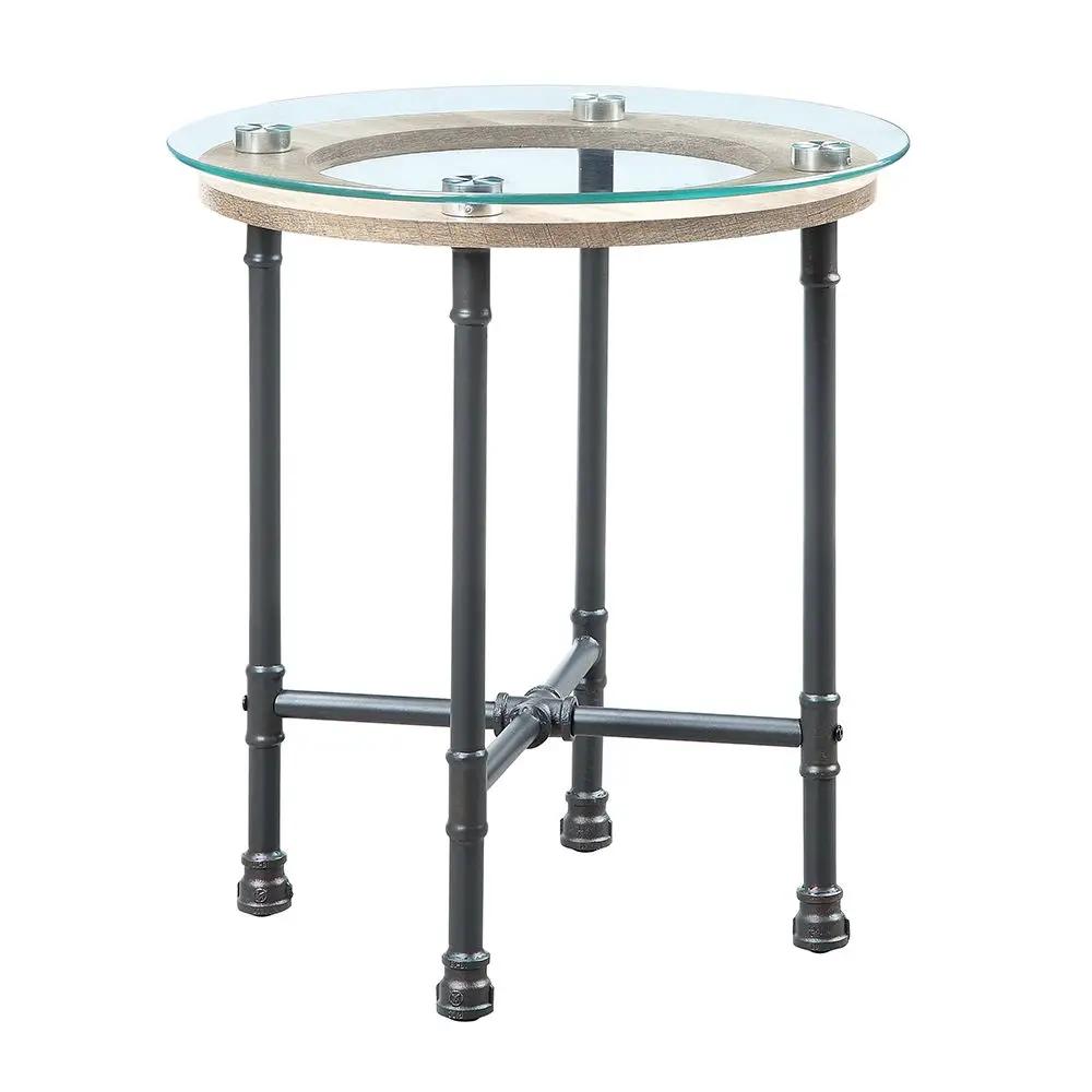 Brantley - End Table - Clear Glass & Sandy Gray by Unique Piece Furniture