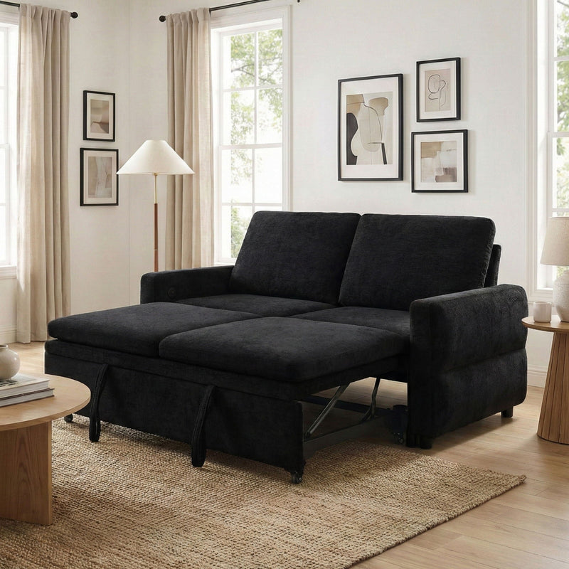 Convertible Sofa Bed Loveseat With Adjustable Backrest And USB Ports by HouseOfZazla