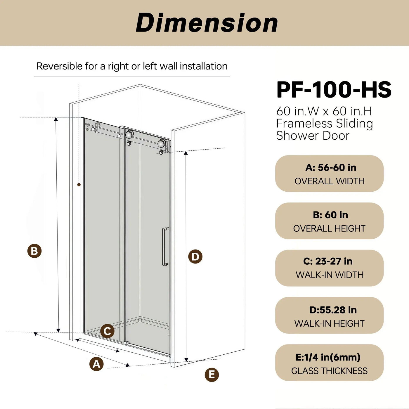 Frameless Single Sliding Shower Door, Square Tube Track by HouseOfZazla