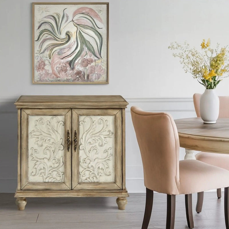 Driscoll - 2 Door Cabinet With Floral Design - Reclaimed Natural by HouseOfZazla
