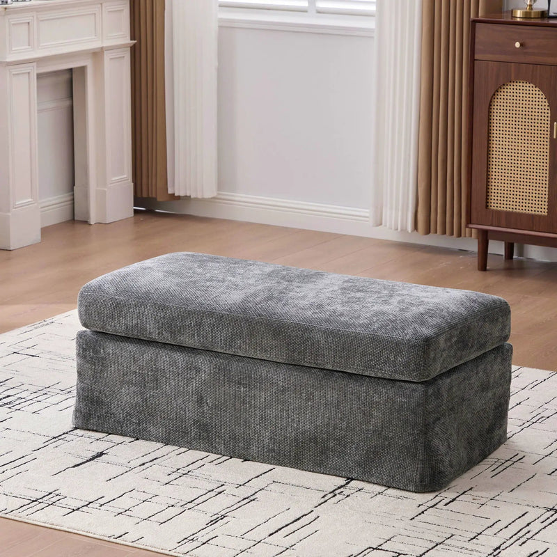 Wide Modern Upholstered Ottoman Foot Stool by Unique Piece Furniture