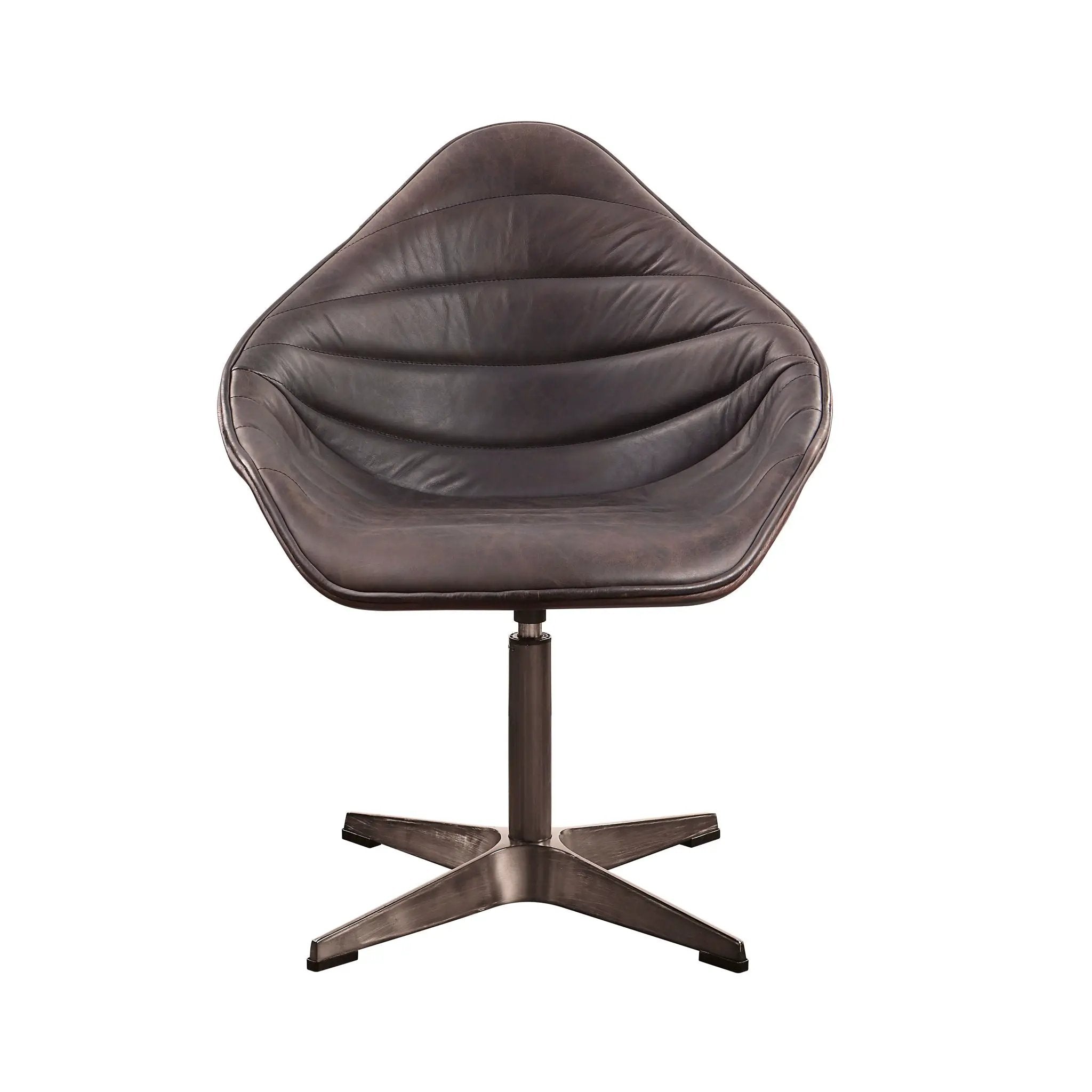 Pipino - Top Grain Leather Accent Chair With Swivel - Antique Ebony by Unique Piece Furniture