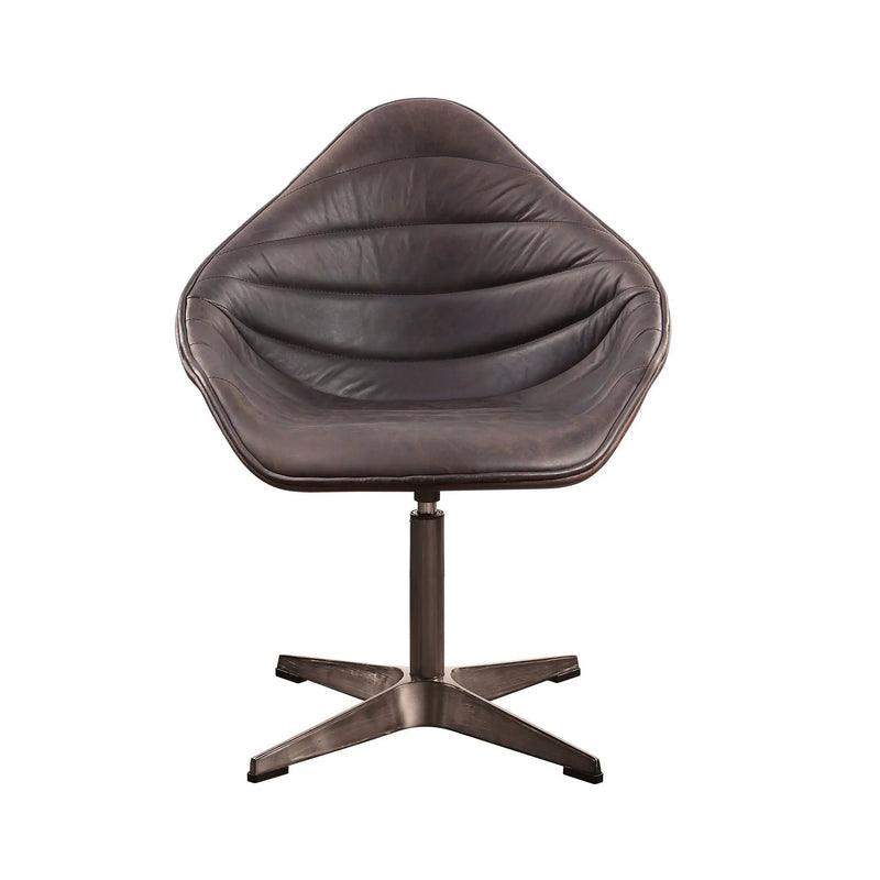 Pipino - Top Grain Leather Accent Chair With Swivel - Antique Ebony by Unique Piece Furniture