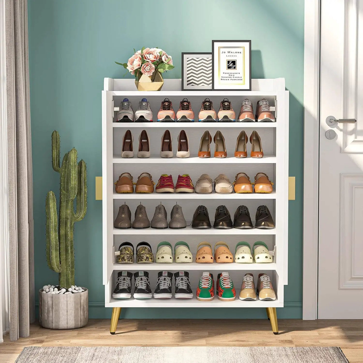 Shoe Cabinet With Doors, 7 Tier Storage Organizer by HouseOfZazla