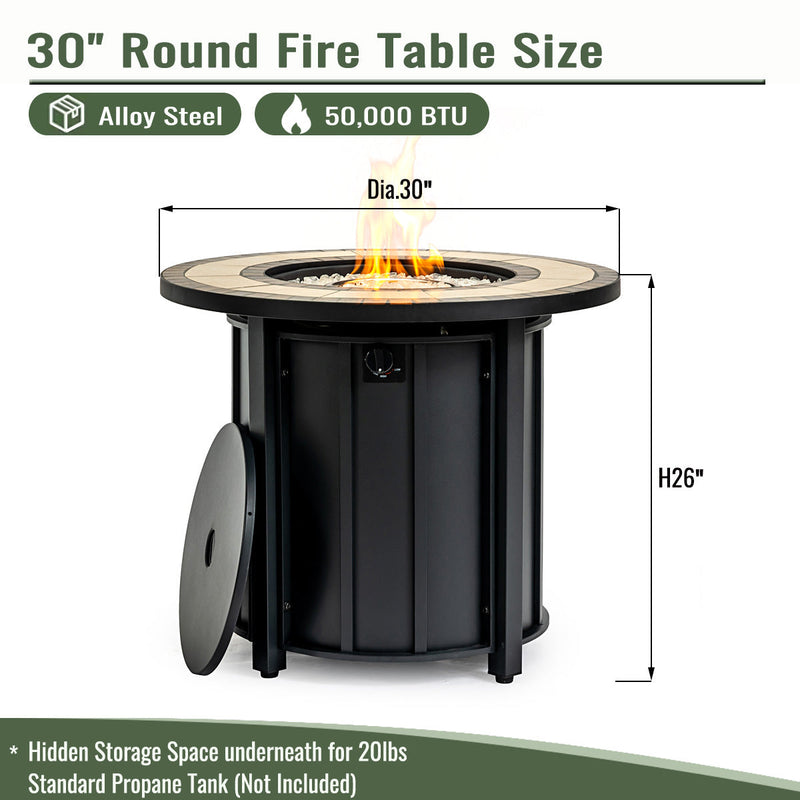 30" Propane Gas Fire Pit Table with Mosaic Ceramic Tabletop by HouseOfZazla