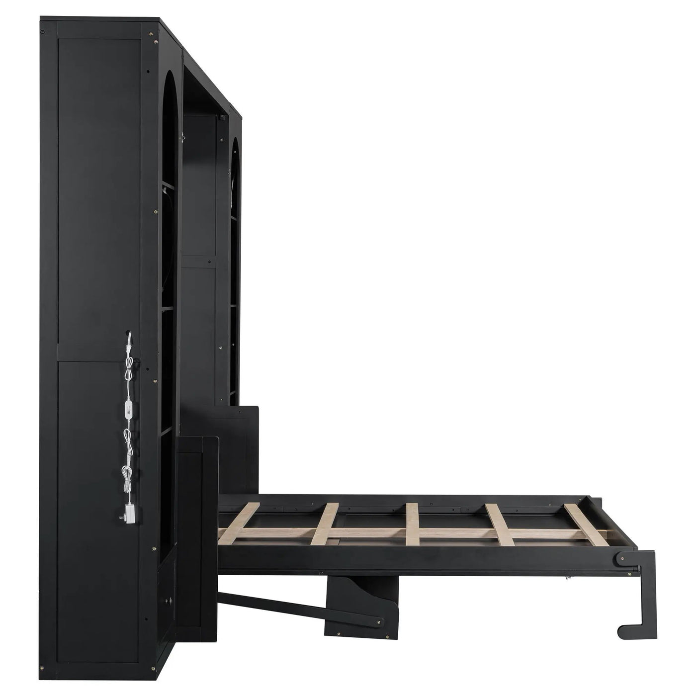 French Style Murphy Platform Bed With Shelf, Side Cabinets, Drawers And LED by HouseOfZazla